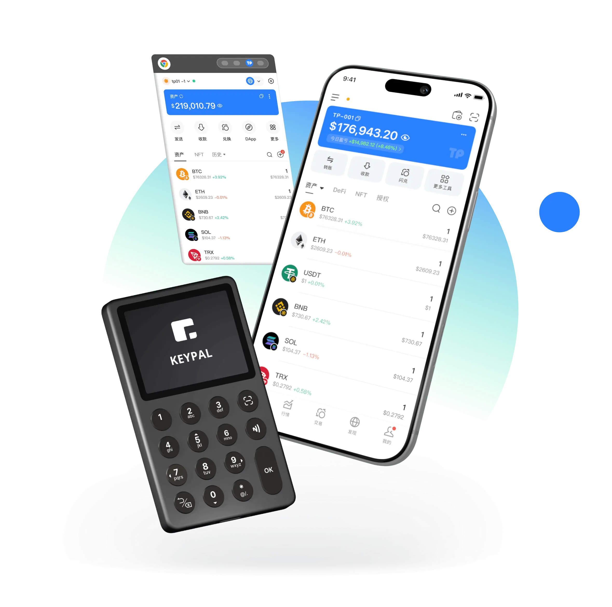 tokenpocket 钱包应用产品界面示意